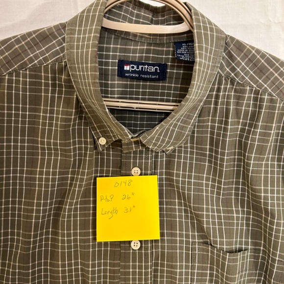 Men's Casual Button Down Long Sleeve Green and White Plaid Shirt from Puritan XL - Picture 6 of 6